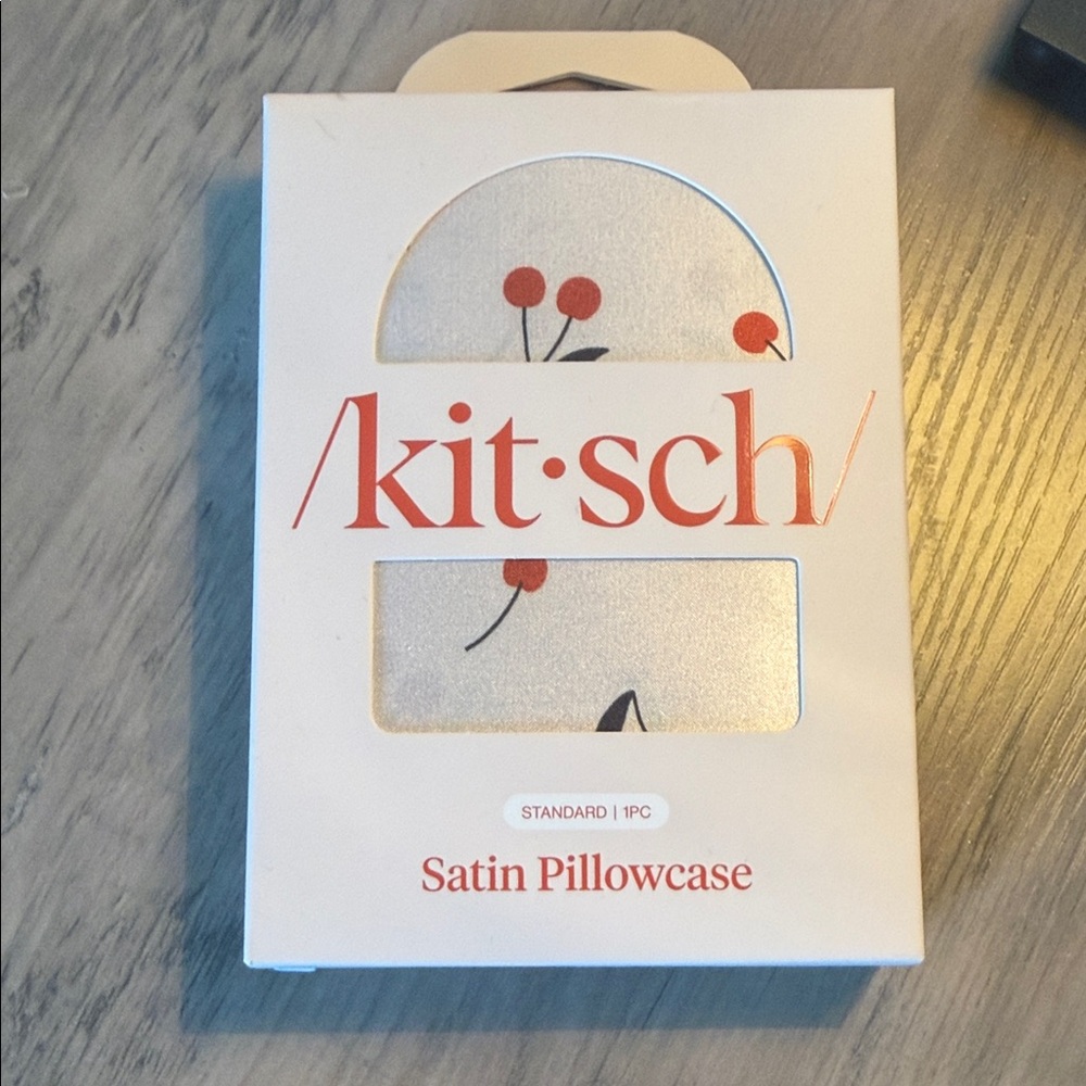 Kitsch Satin Pillowcase with Cherry Motif - Cream & Red